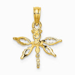 14K Yellow Gold 2-D Mini Dragonfly with Cut-out Wings Charm - Product Photo