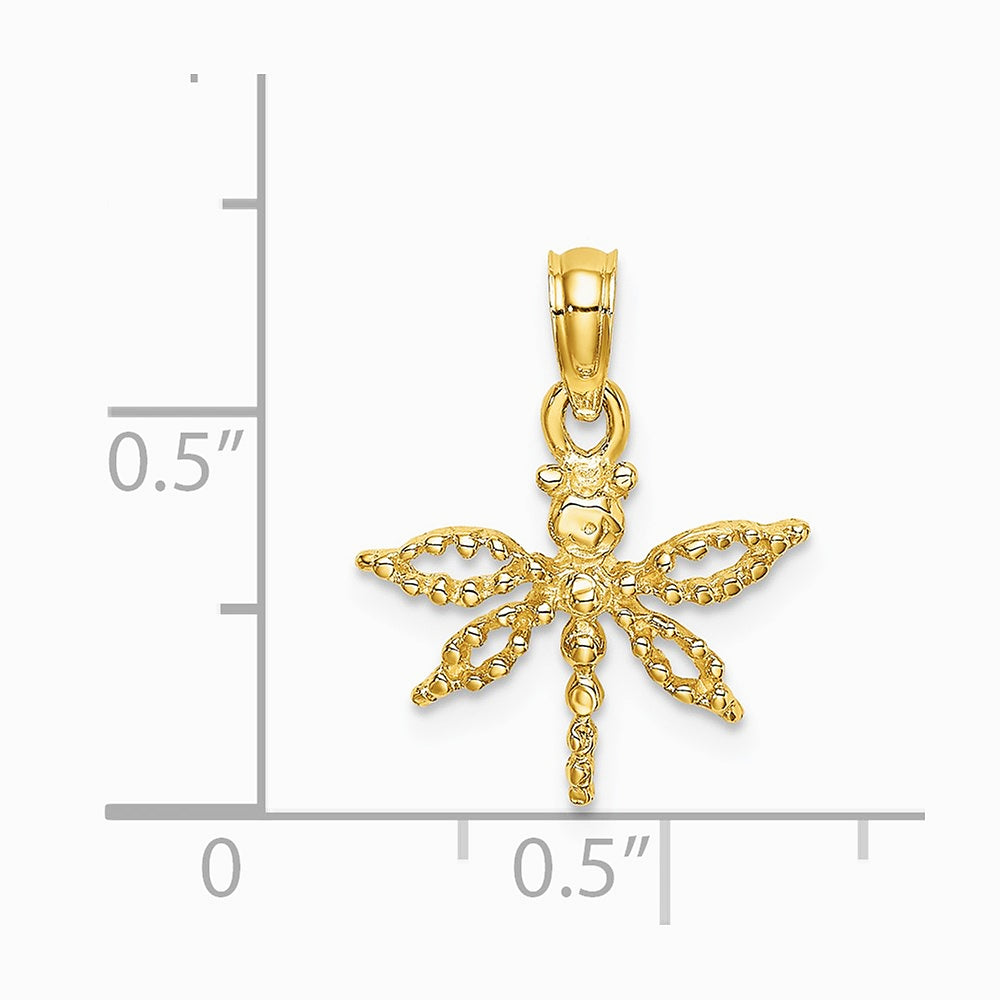 14K Yellow Gold 2-D Mini Dragonfly with Cut-out Wings Charm - Product Photo