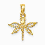 14K Yellow Gold 2-D Mini Dragonfly with Cut-out Wings Charm - Product Photo