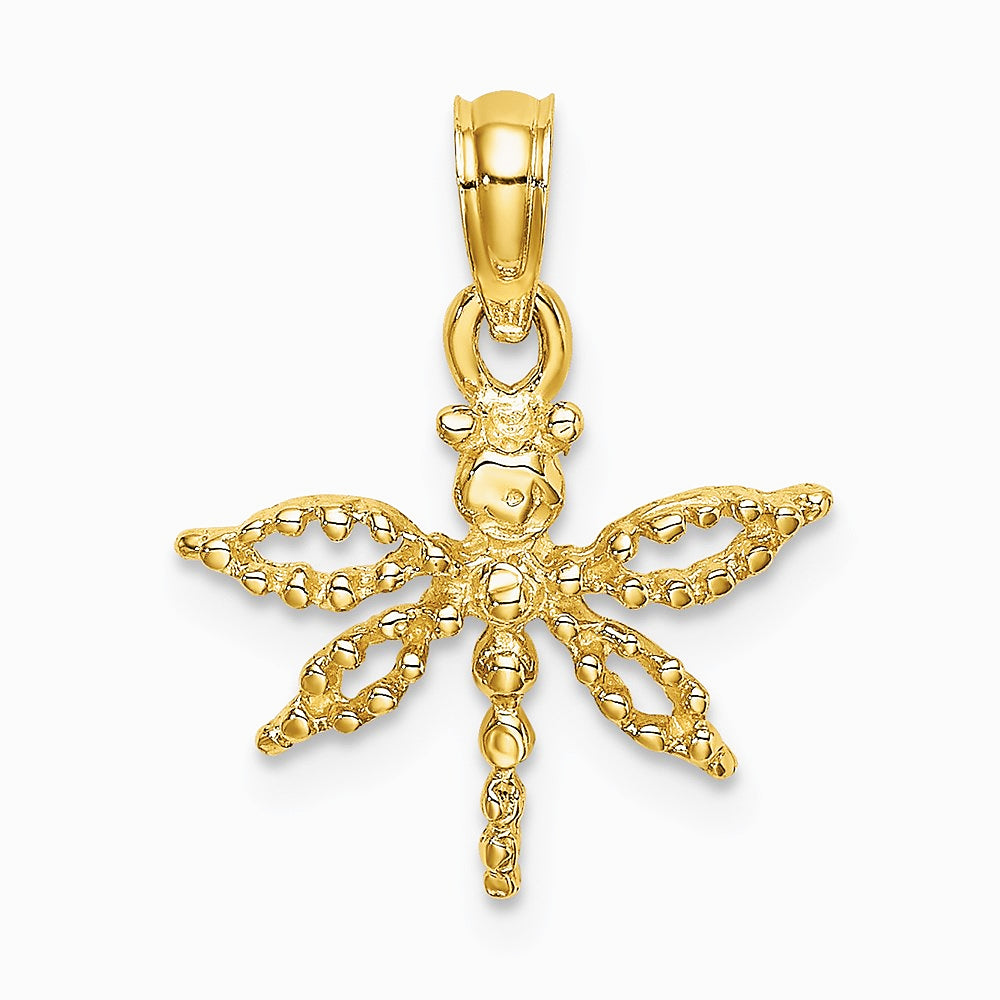 14K Yellow Gold 2-D Mini Dragonfly with Cut-out Wings Charm