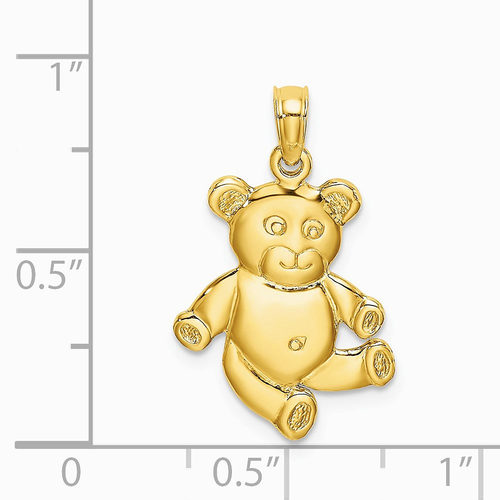 10K / 14K Yellow Gold Reversible Teddy Bear Charm - Product Photo