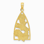 14K Yellow Gold Enamel Dragonfly and Flowers Triangle Charm - Product Photo