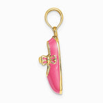 14K Yellow Gold 3-D w/ Pink Enamel Baby Shoe Charm - Product Photo
