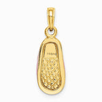 14K Yellow Gold 3-D w/ Pink Enamel Baby Shoe Charm - Product Photo