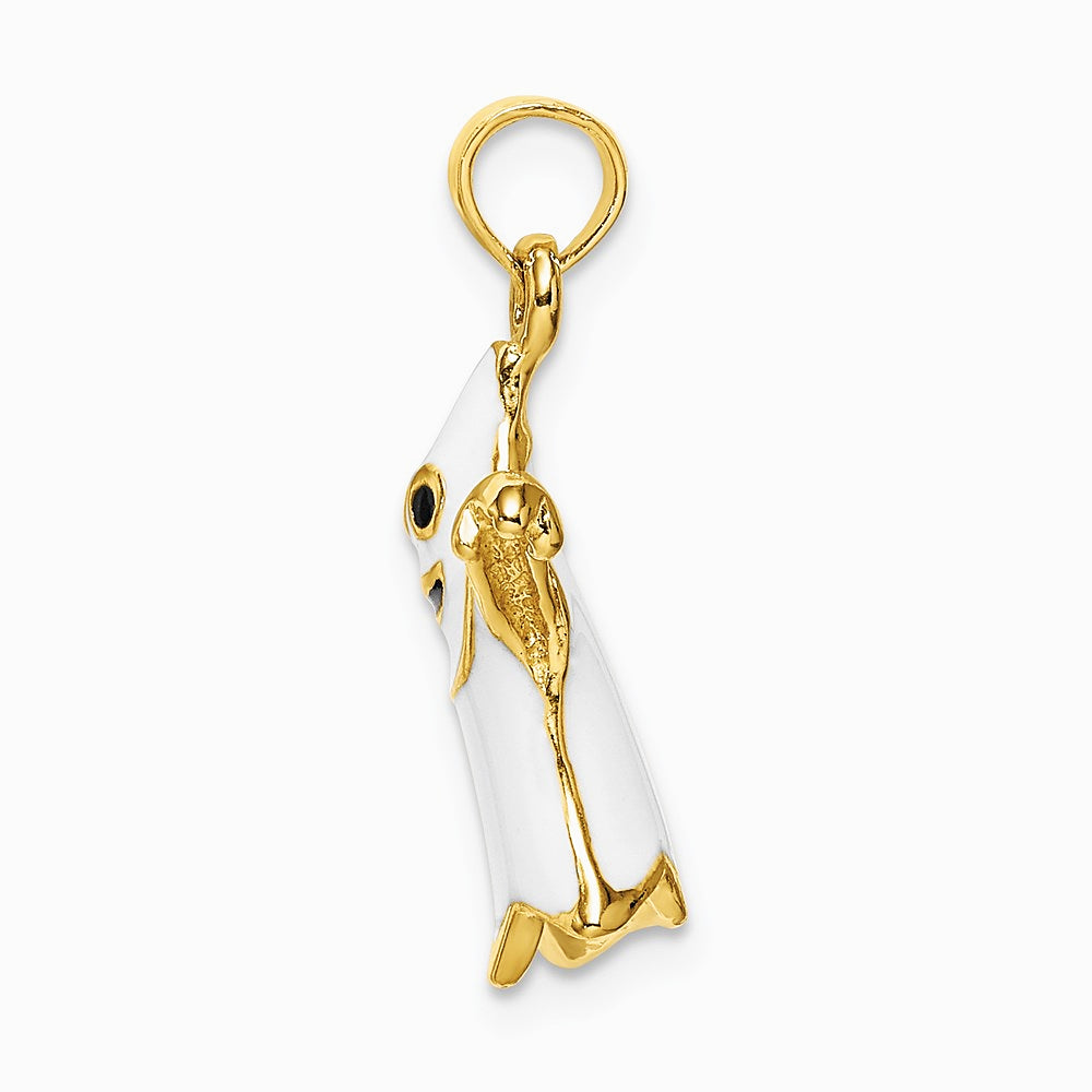14K Yellow Gold 3-D Enameled Ghost Charm - Product Photo