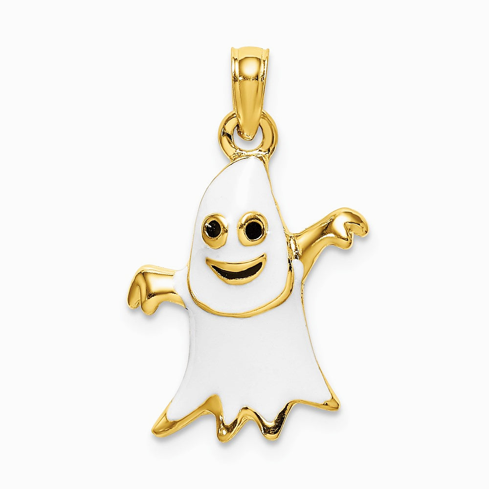 14K Yellow Gold 3-D Enameled Ghost Charm - Product Photo
