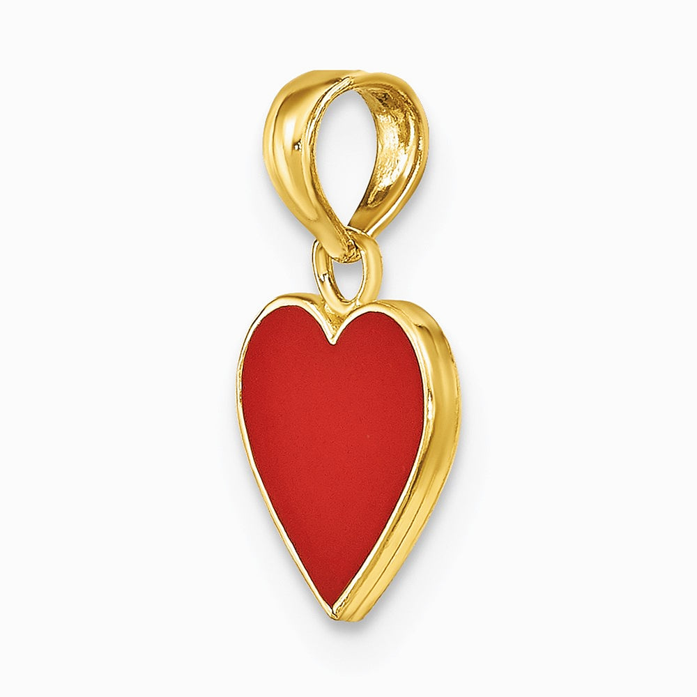 14K Yellow Gold Polished Enameled Heart Pendant - Product Photo