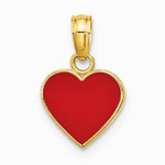 14K Yellow Gold Polished Enameled Heart Pendant - Product Photo