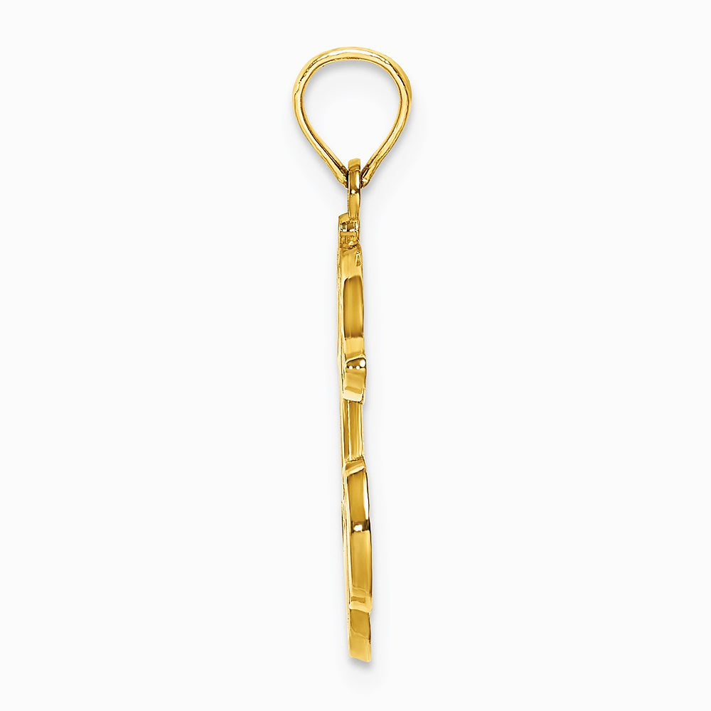 14K Yellow Gold Cherries With Enamel Leaf Charm - Product Photo