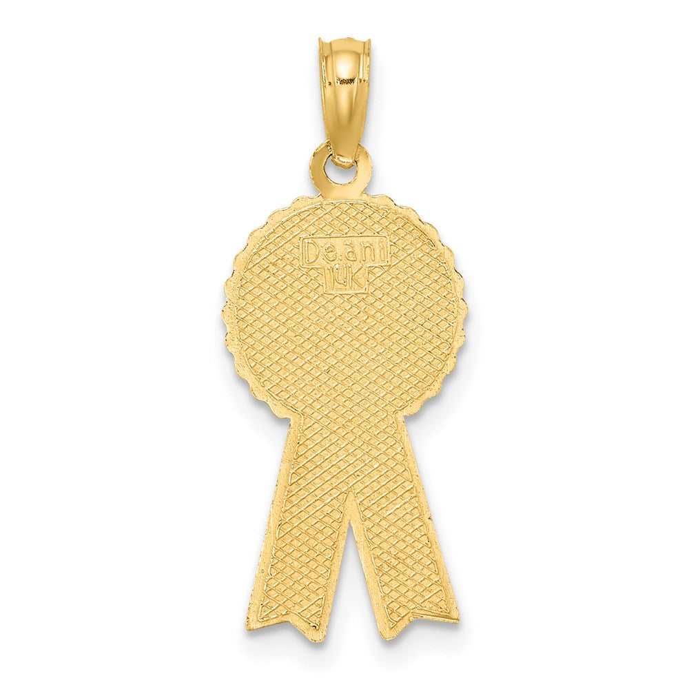 14K Enamel GREATEST MOM Pink RIBBON Charm - Product Photo