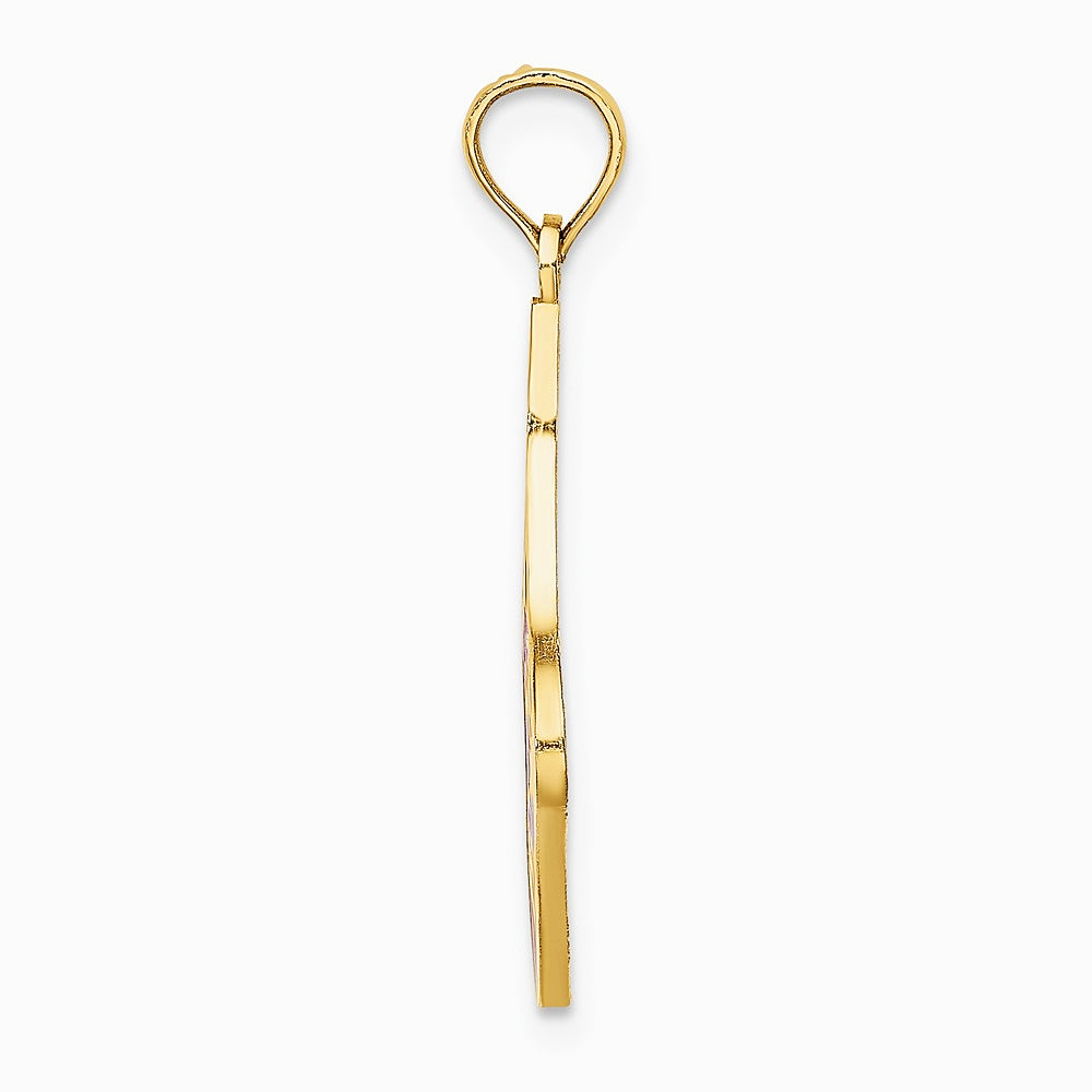 10K / 14K Yellow Gold Enamel HO HO HO Christmas Stocking Charm - Product Photo