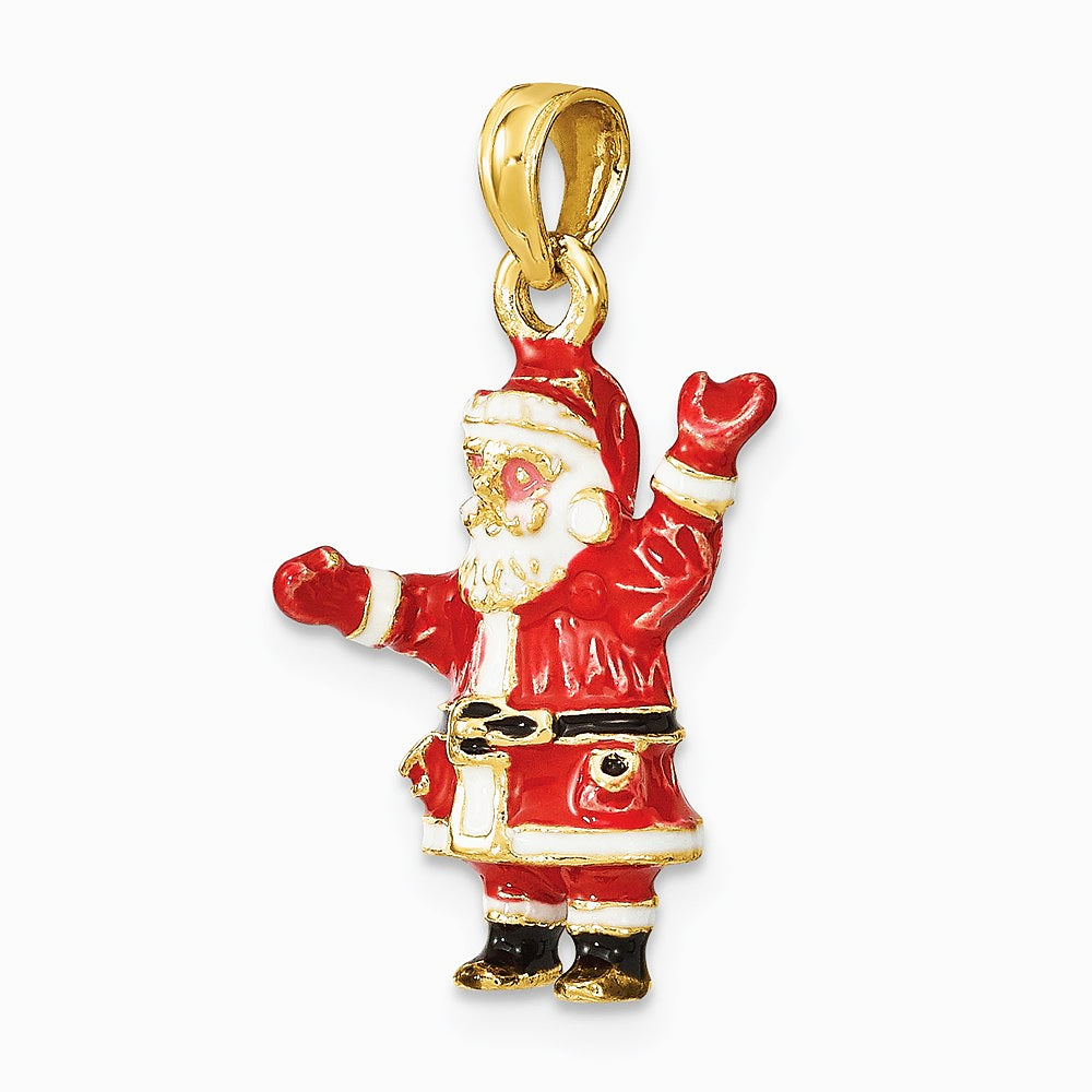 14K Yellow Gold 3-D Enamel Santa Charm - Product Photo