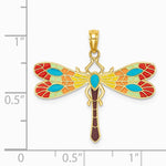14K Yellow Gold Multi Color Enamel Dragonfly Charm - Product Photo