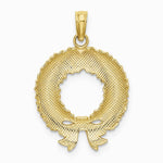 10K / 14K Yellow Gold Enamel Christmas Wreath Charm - Product Photo
