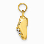10K / 14K Yellow with Rhodium with Rhodium 3-D Light Blue Enamel Baby Shoe Charm - Product Photo