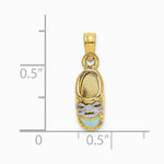10K / 14K Yellow with Rhodium with Rhodium 3-D Light Blue Enamel Baby Shoe Charm - Product Photo