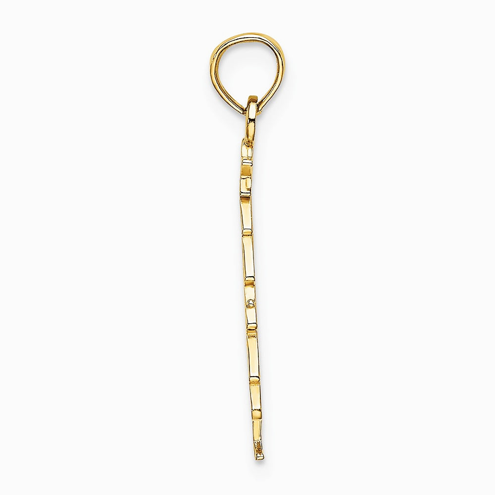 10K / 14K Yellow Gold Enamel Green Christmas Tree W/ Red Star Charm - Product Photo