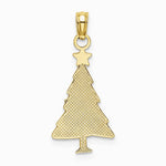 10K / 14K Yellow Gold Enamel Green Christmas Tree W/ Red Star Charm - Product Photo