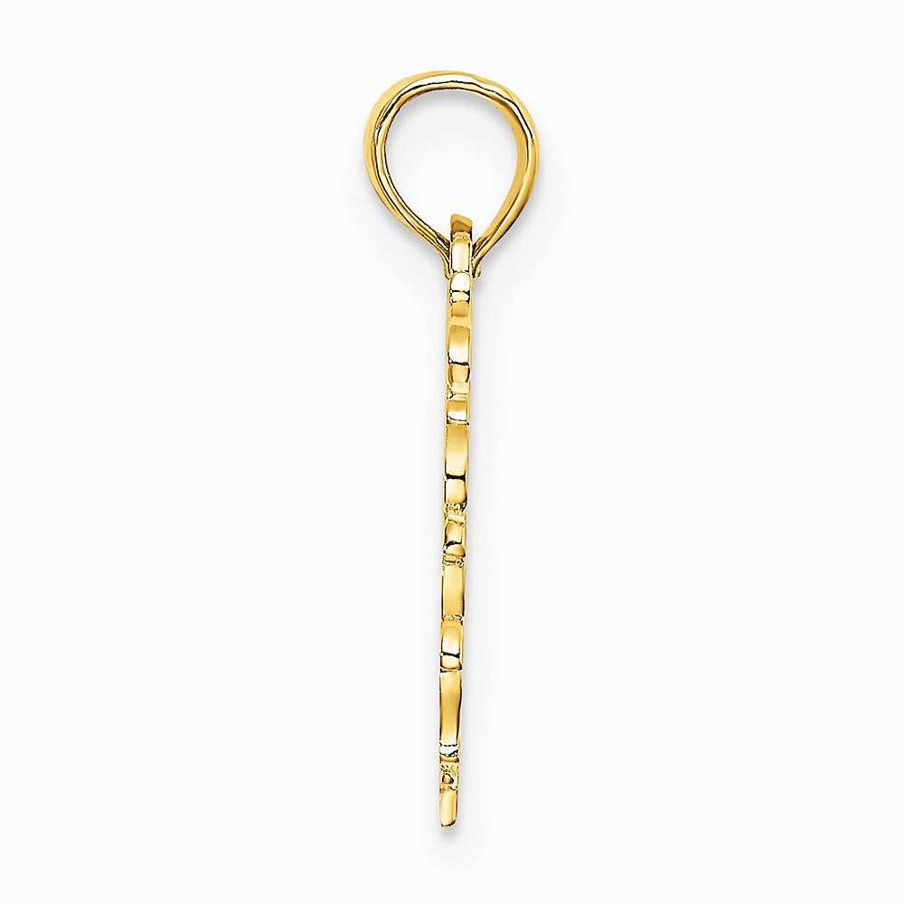 10K / 14K Yellow Gold Heart w/ Lace Trim Charm - Product Photo