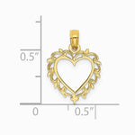 10K / 14K Yellow Gold Heart w/ Lace Trim Charm - Product Photo