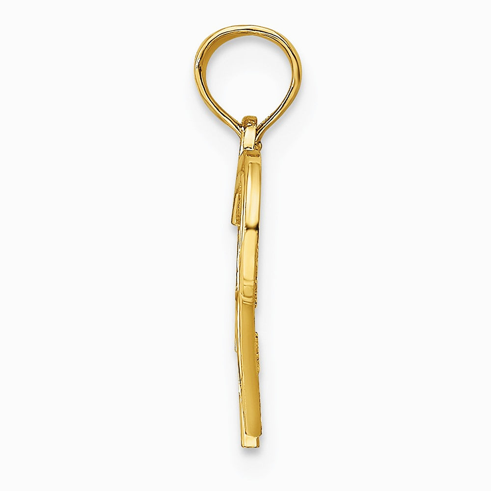 10K / 14K Yellow Gold Flat Two Hearts Intertwined Charm - Product Photo