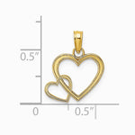 10K / 14K Yellow Gold Flat Two Hearts Intertwined Charm - Product Photo
