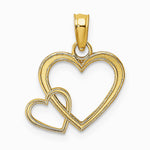 10K / 14K Yellow Gold Flat Two Hearts Intertwined Charm - Product Photo