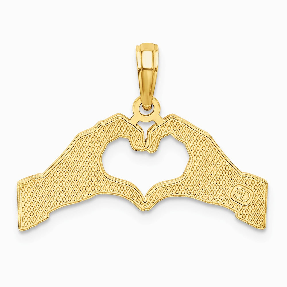 10K / 14K Yellow Gold Hands Forming a Heart Charm - Product Photo