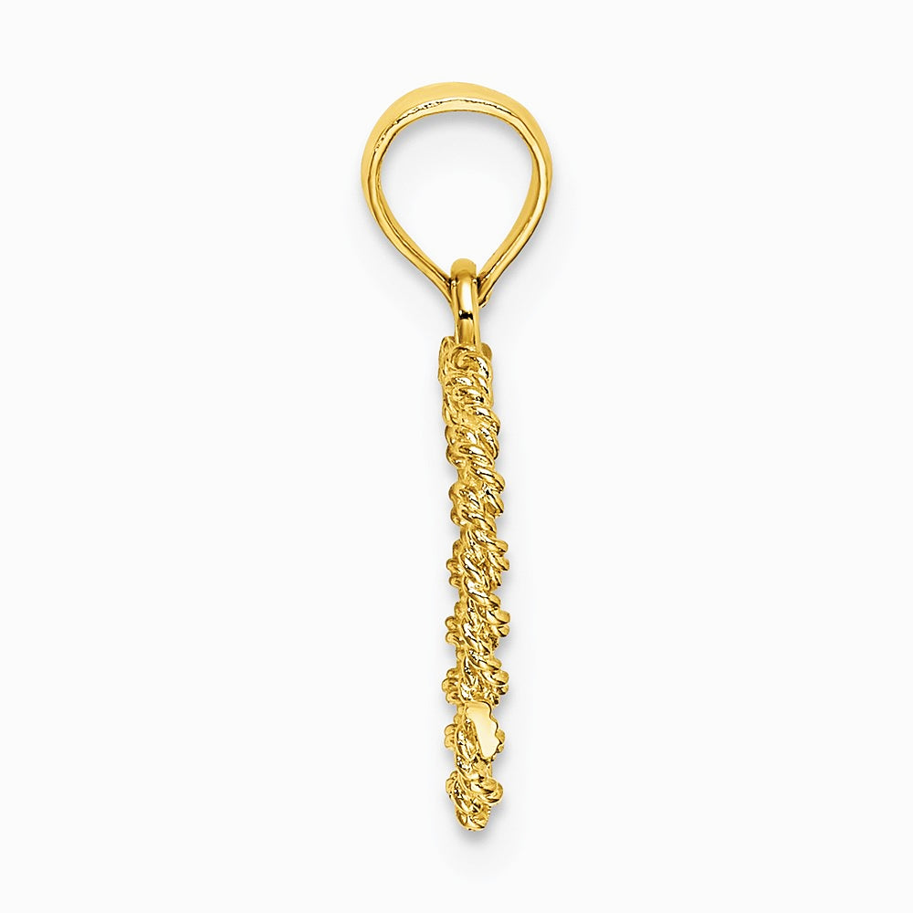 10K / 14K Yellow Gold 3-D Rope Heart Charm - Product Photo