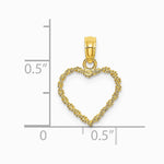 10K / 14K Yellow Gold 3-D Rope Heart Charm - Product Photo