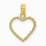 10K / 14K Yellow Gold 3-D Rope Heart Charm - Product Photo