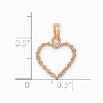 10K / 14K Rose Gold 3D Polished Rope Heart Pendant - Product Photo