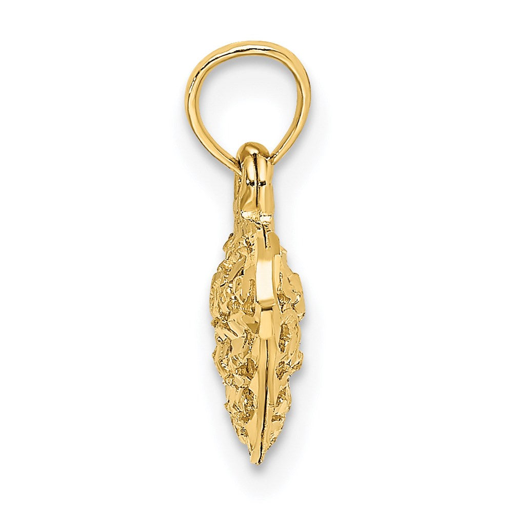 10K / 14K Yellow Gold 3-D and Diamond-Cut Mini Puffed Heart Charm - Product Photo