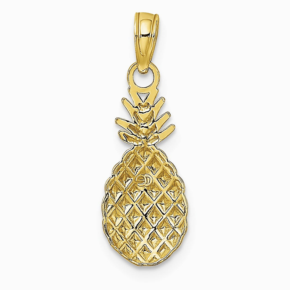10K / 14K Yellow Gold Textured Pineapple Charm - Product Photo