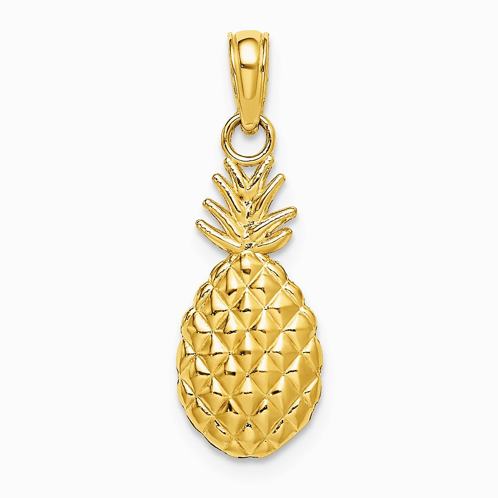 10K / 14K Yellow Gold Textured Pineapple Charm - Product Photo