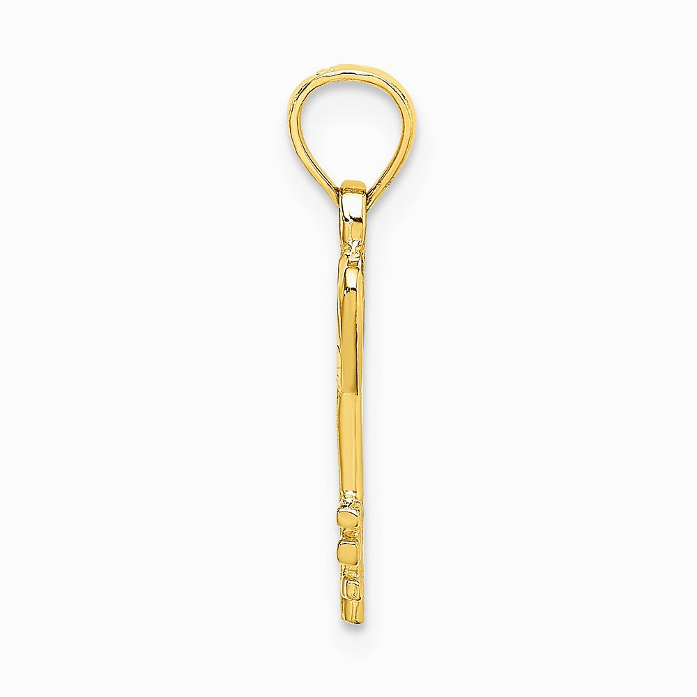 10K / 14K Yellow Gold Key w/ Heart Charm - Product Photo