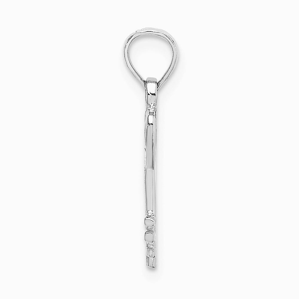 14K White Gold 3D Key w/ Heart Pendant - Product Photo