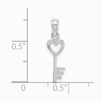 14K White Gold 3D Key w/ Heart Pendant - Product Photo