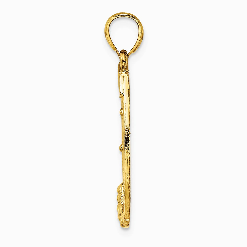14K Yellow Gold Dollar Sign In Horseshoe Charm - Product Photo