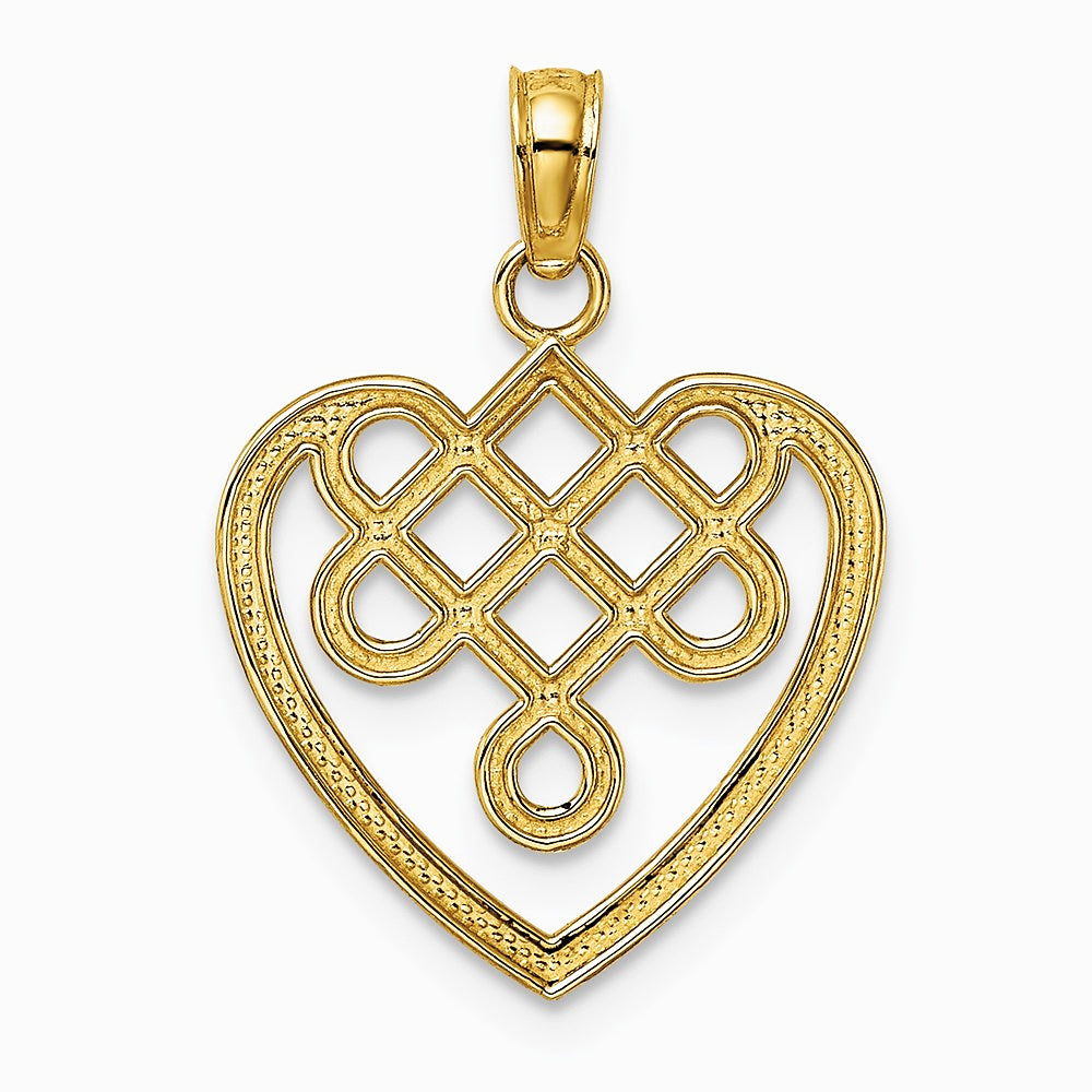 10K / 14K Yellow Gold Small Celtic Knot Heart Charm - Product Photo