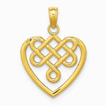 10K / 14K Yellow Gold Small Celtic Knot Heart Charm - Product Photo