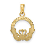 10K / 14K Yellow Gold Polished Textured Round Claddagh Charm - Product Photo