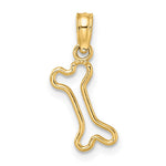 10K / 14K Yellow Gold Cut-Out Polished Mini Dog Bone Charm - Product Photo