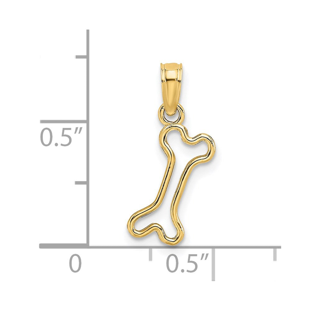 10K / 14K Yellow Gold Cut-Out Polished Mini Dog Bone Charm - Product Photo