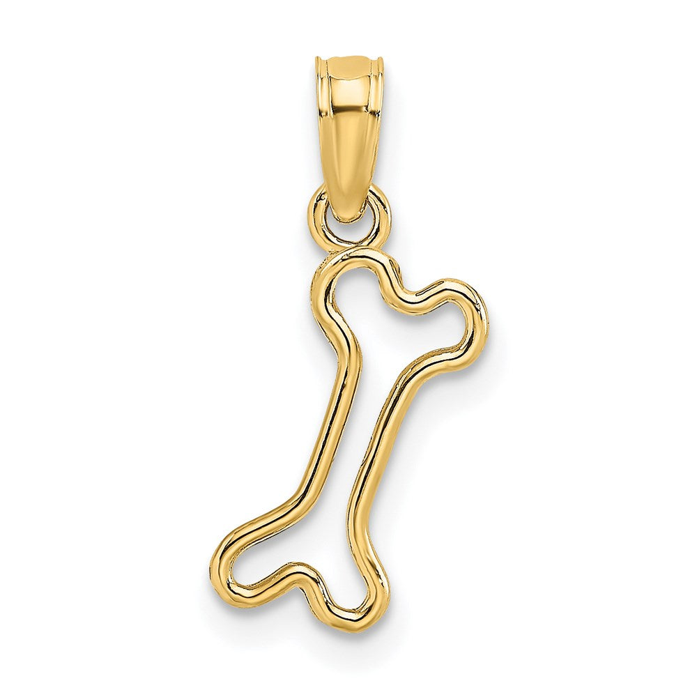 10K / 14K Yellow Gold Cut-Out Polished Mini Dog Bone Charm - Product Photo