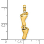 10K / 14K Yellow Gold Polished Double Vertical Feet Charm - Product Photo