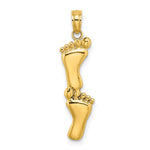 10K / 14K Yellow Gold Polished Double Vertical Feet Charm - Product Photo