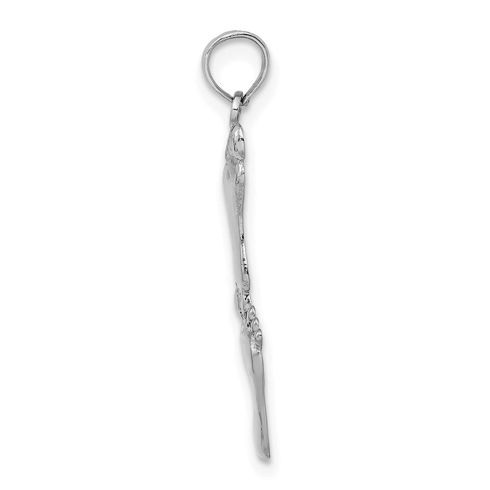 14K White Gold Polished Double Vertical Feet Charm - Product Photo