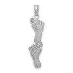 14K White Gold Polished Double Vertical Feet Charm - Product Photo