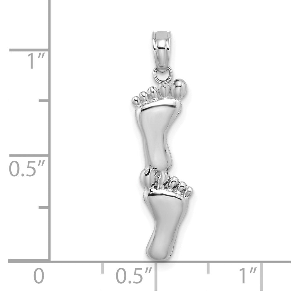 14K White Gold Polished Double Vertical Feet Charm - Product Photo
